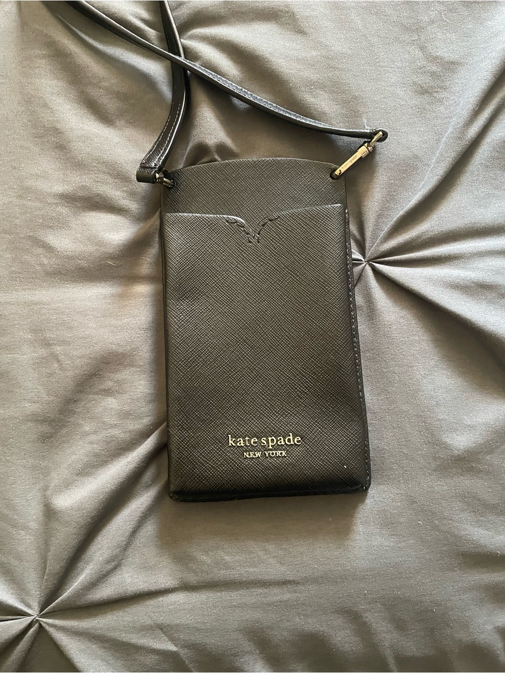 kate spade Black Saffiano Leather Crossbody Phone Pouch